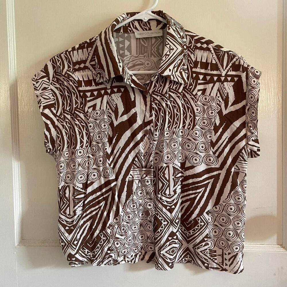 Women's Brown and White Shirt